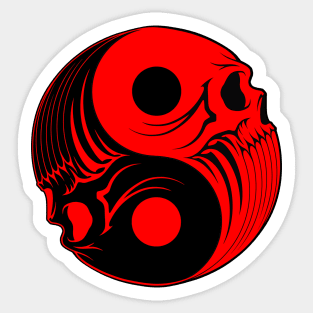 Red and Black Yin Yang Skulls Sticker